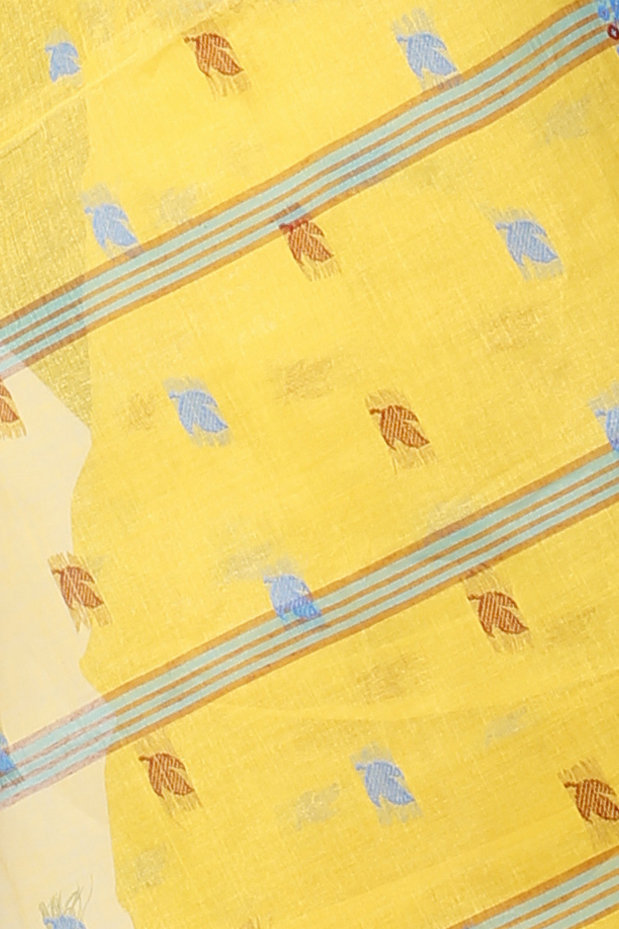 Yellow Pure Cotton Provati Tant Saree (1073)